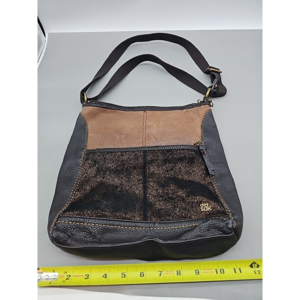 The Sak Iris Teak Multi Black & Brown-Gold Leather Shoulder Handbag
